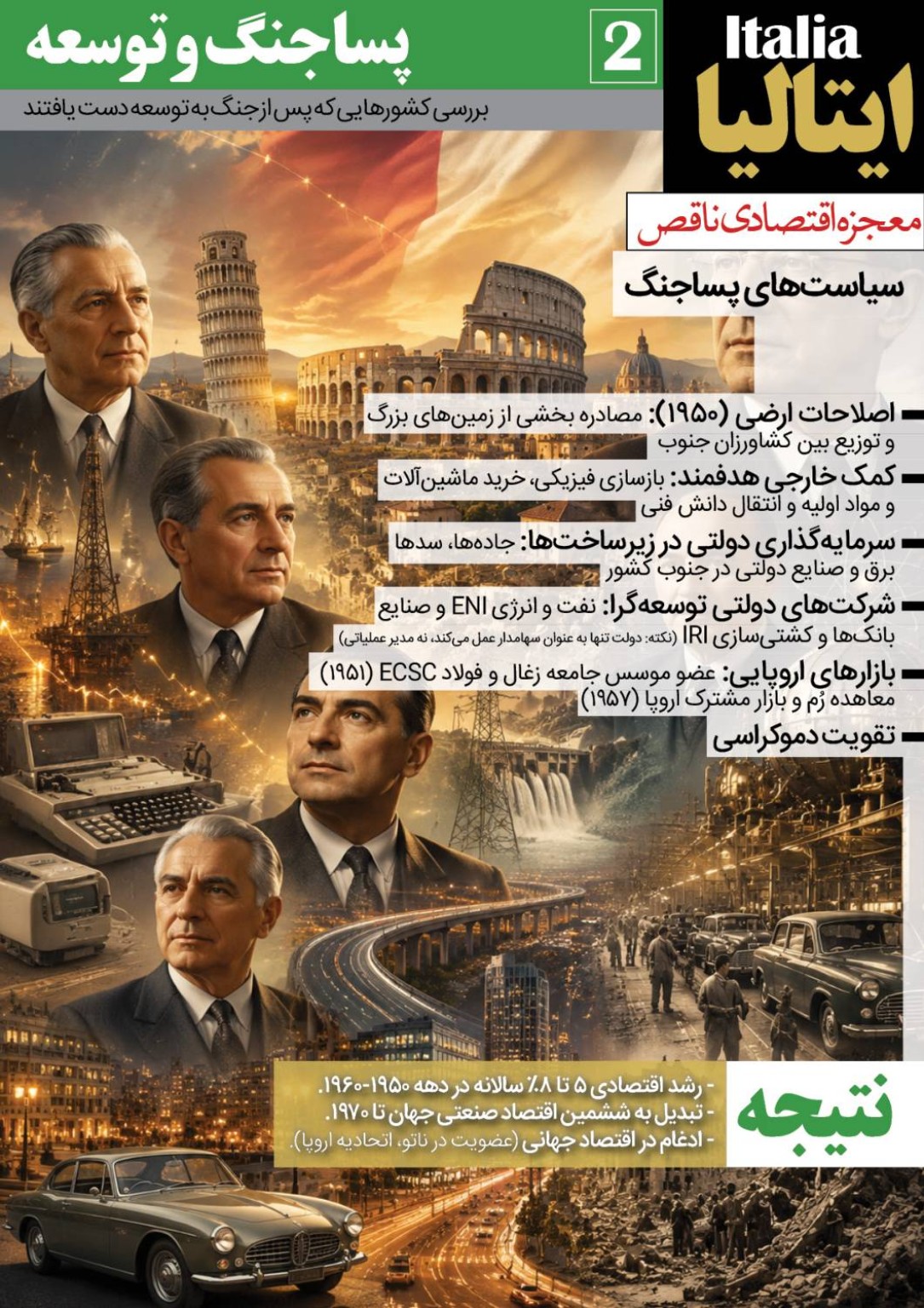 ایتالیا – بازسازی سیاسی، اقتصادی و اجتماعی